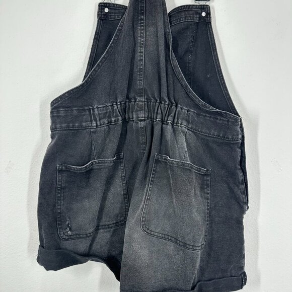 NoBo No Boundaries Black‎ Denim Shortalls Overalls Size XL Summer Casual Grunge - Picture 4 of 8